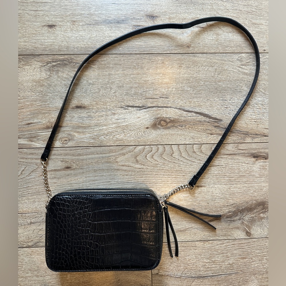 Black Croc-Embossed Bag